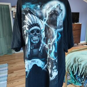 Men's Graphic Wolf/Skeleton T Shirt